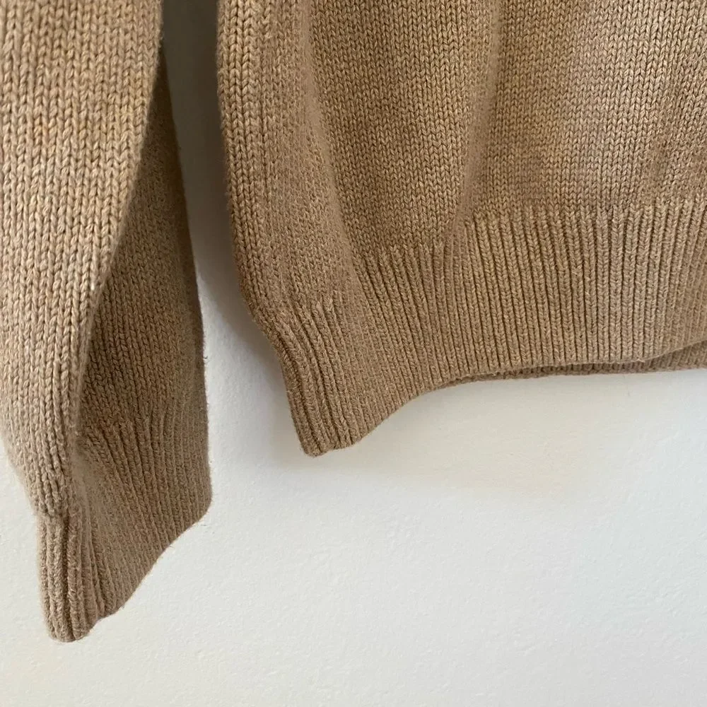 Tommy Hilfiger Y2K Tan knit crewneck Sweater Size Large Preppy Office wear